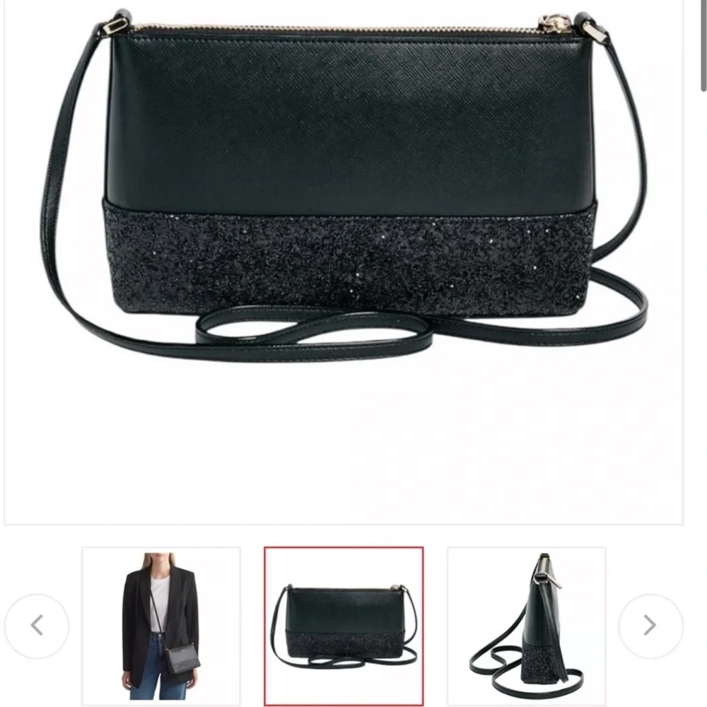NWT Kate Spade New York Flash Glitter Crossbody Black - Picture 2 of 6